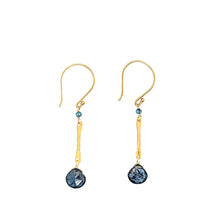 Load image into Gallery viewer, AVF Gold Hammered Bar &amp; Kyanite Drop Earrings (SI2353)
