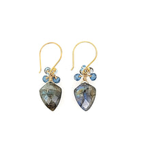 Load image into Gallery viewer, AVF Gold Labradorite, Topaz &amp; Aquamarine Earrings (SI2900)
