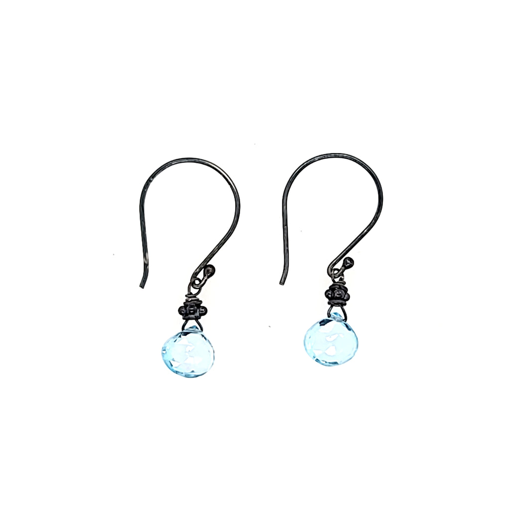 AVF Oxidized Sky Blue Topaz Drop Earrings (SI2893)