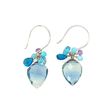 Load image into Gallery viewer, AVF Silver Fluorite, Amazonite, Amethyst &amp; Apatite Cluster Earrings (SI2955)
