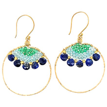 Load image into Gallery viewer, AVF Gold Beaded Lapis, Chrysoprase &amp; Apatite Hoop Earrings (SI2932)
