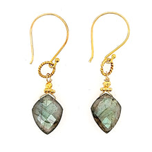 Load image into Gallery viewer, AVF Gold Faceted Labradorite Point Dangle Earrings (SI2904)
