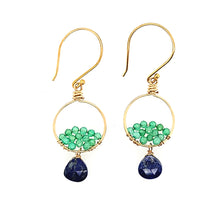 Load image into Gallery viewer, AVF Gold Chrysoprase &amp; Lapis Earrings (SI2886)
