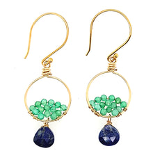 Load image into Gallery viewer, AVF Gold Chrysoprase &amp; Lapis Earrings (SI2886)
