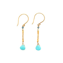 Load image into Gallery viewer, AVF Gold Hammered Bar &amp; Amazonite Drop Earrings (SI2186)
