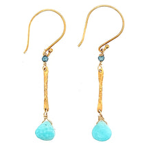 Load image into Gallery viewer, AVF Gold Hammered Bar &amp; Amazonite Drop Earrings (SI2186)
