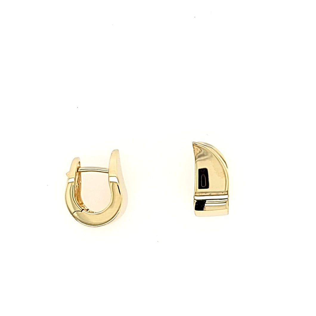 14k Yellow Gold Point Huggie Hoop Earrings (I7990)