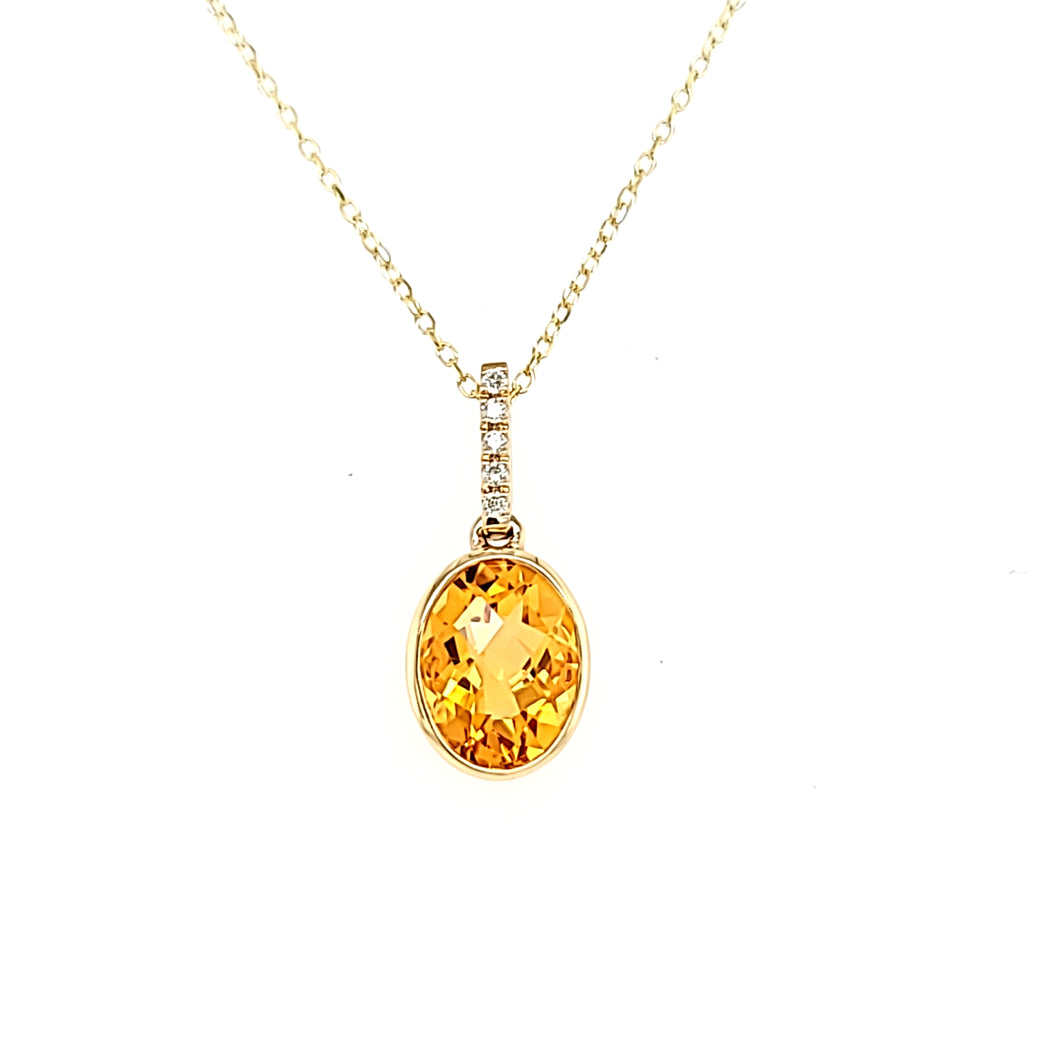 14k Yellow Gold Citrine Necklace (I7992)