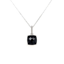Load image into Gallery viewer, 14k White Gold Bezel Onyx Necklace (I8004)
