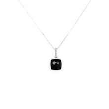 Load image into Gallery viewer, 14k White Gold Bezel Onyx Necklace (I8004)
