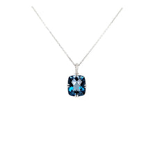 Load image into Gallery viewer, White Gold London Blue Topaz Necklace (I8005)
