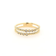 Load image into Gallery viewer, 14k Yellow Gold Double Band Beaded Diamond Ring (I8037)
