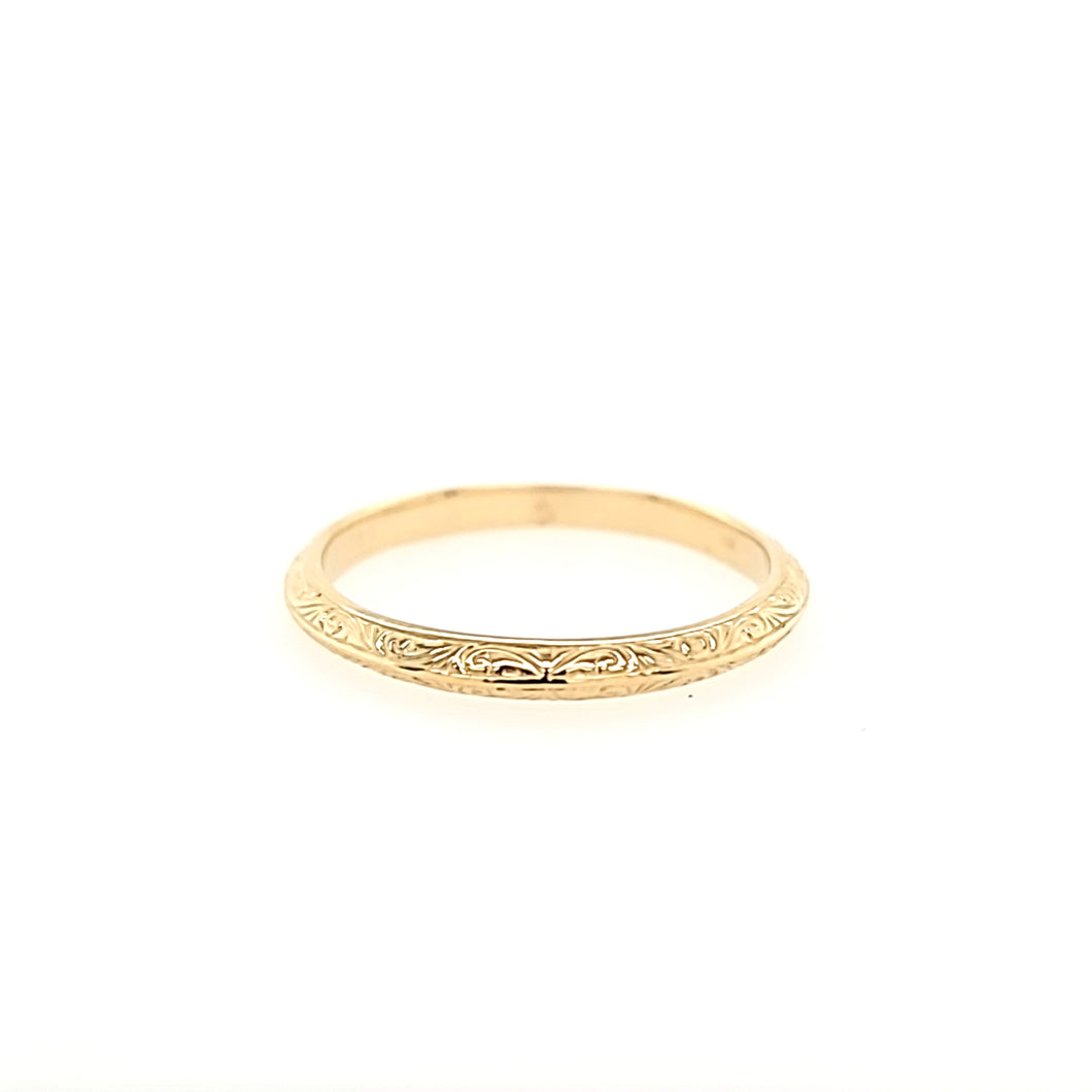 14k Yellow Gold Etched Band (I8032)