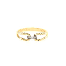 Load image into Gallery viewer, 14k Yellow Gold Rope &amp; Diamond Band Ring (I8024)
