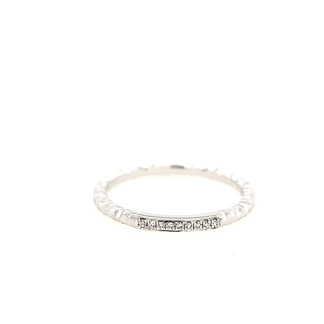 14k White Gold Hammered Diamond Ring (I8028)