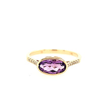 Load image into Gallery viewer, 14k Yellow Gold Bezel Amethyst &amp; Diamond Ring (I8030)
