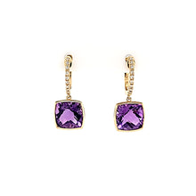 Load image into Gallery viewer, 14k Yellow Gold Amethyst Dangle Earrings (I8015)
