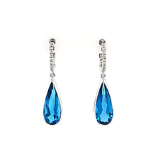 Load image into Gallery viewer, 14k White Gold London Blue Topaz Dangle Earrings (I8017)

