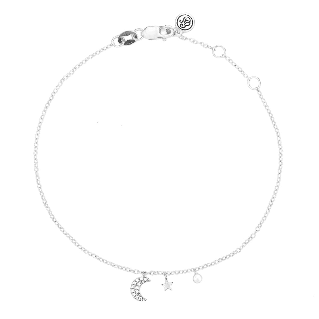 Ella Stein Silver Diamond Crescent Moon Bracelet (SI2104/2102/1273)