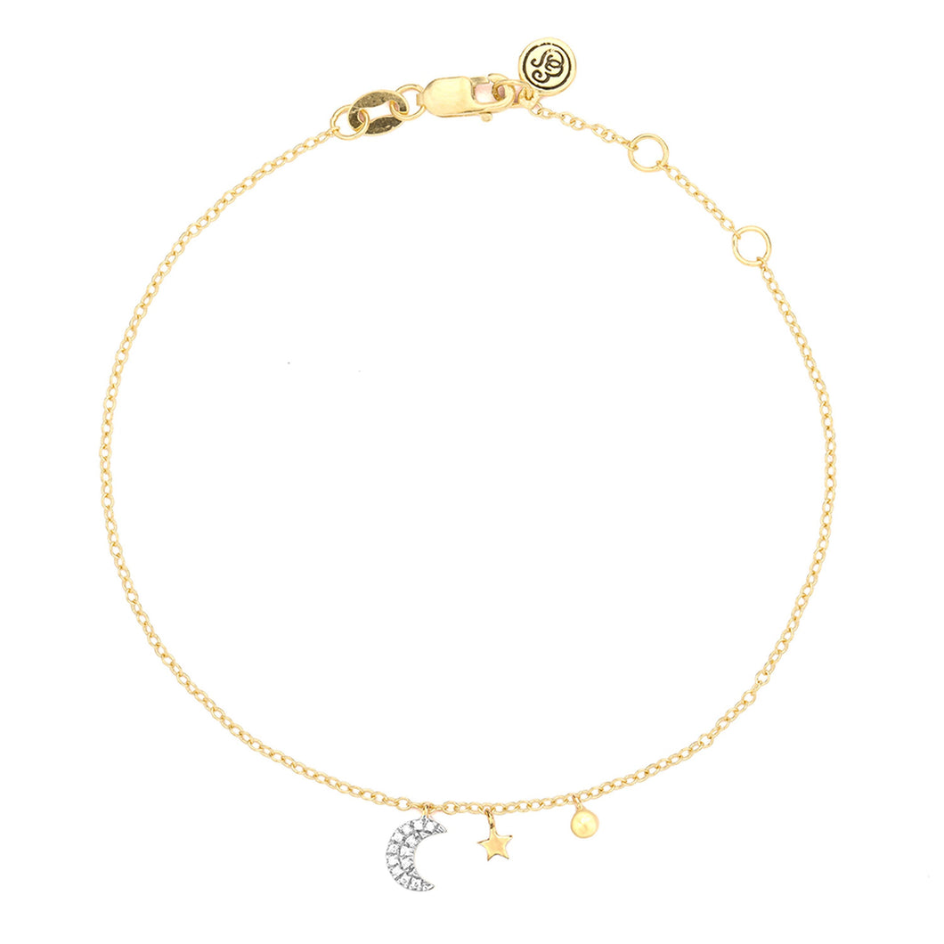 Ella Stein Gold Diamond Crescent Moon Bracelet (SI2104)