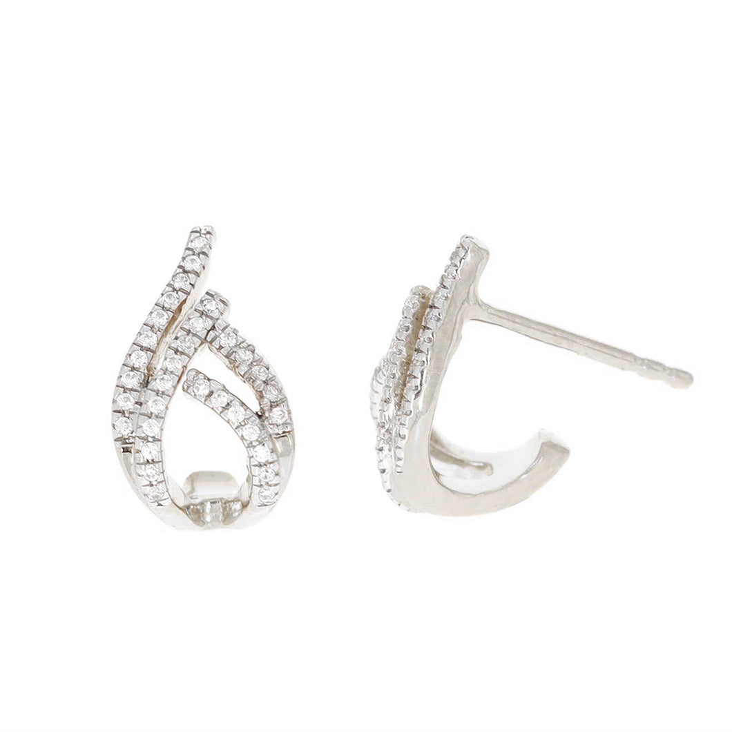 Ella Stein Silver Diamond Embrace Huggie Earrings (SI3050)