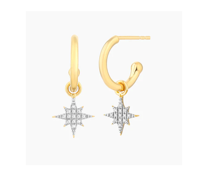 Ella Stein Gold Star Dangle Hoop Earrings (SI3053)