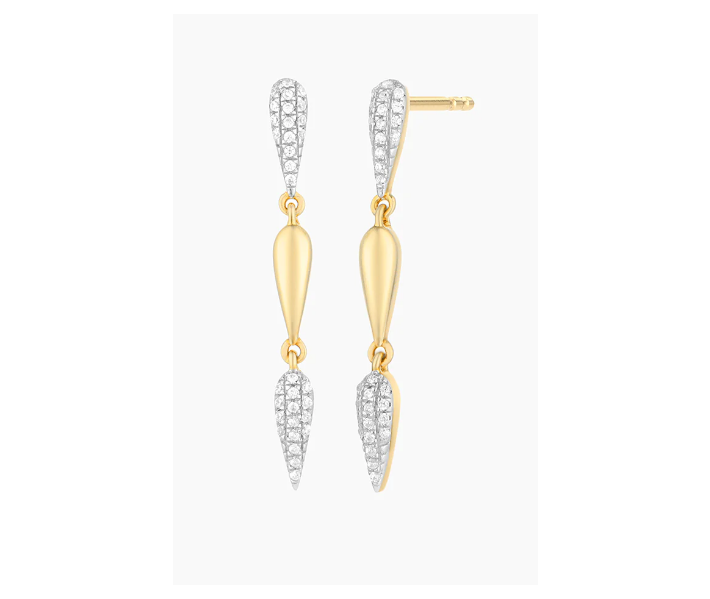 Ella Stein Gold Diamond Drop Dangle Earrings (SI3487)