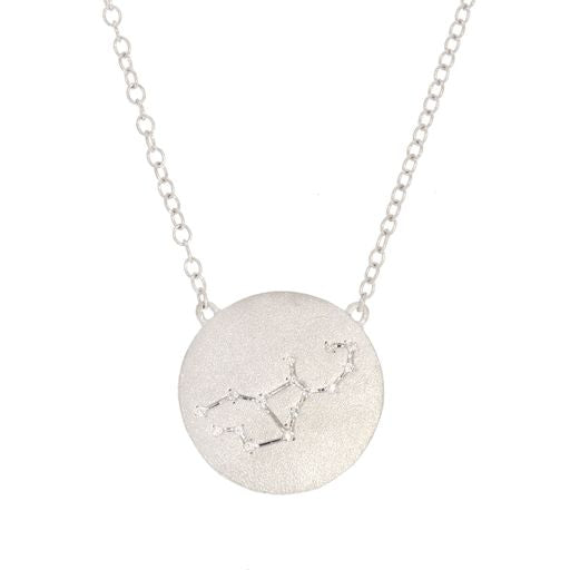 Ella Stein Matte Silver Diamond Virgo Constellation Necklace (SI3252)