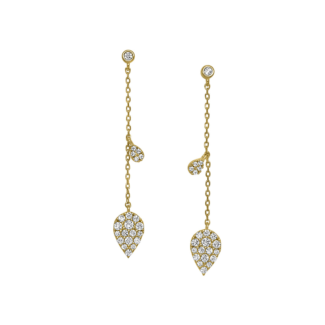 Kelly Waters Gold Pear Shaped CZ Dangle Earrings (SI3412)