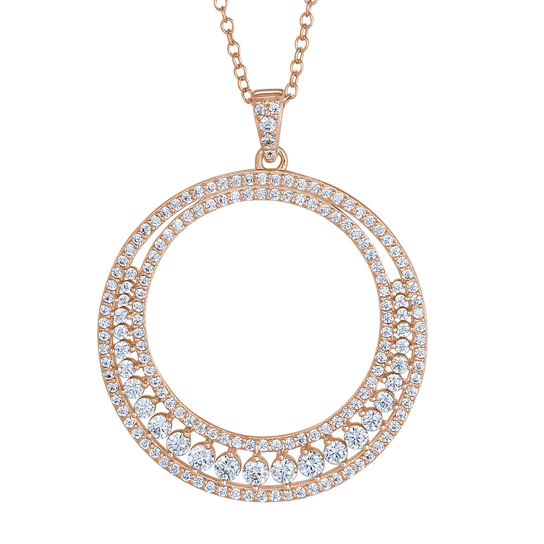 Kelly Waters Rose Gold CZ Circle Necklace (SI3429)
