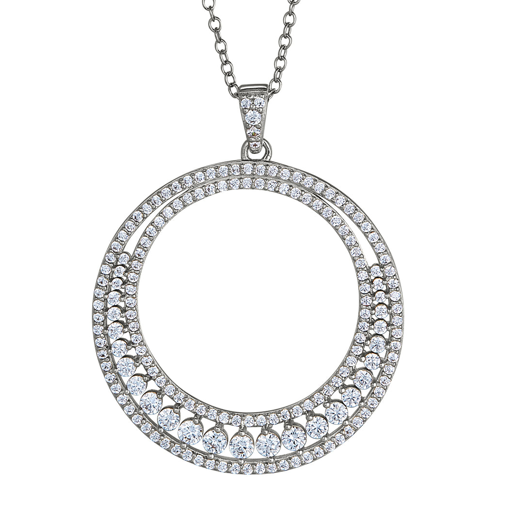 Kelly Waters Silver CZ Circle Necklace (SI3427)