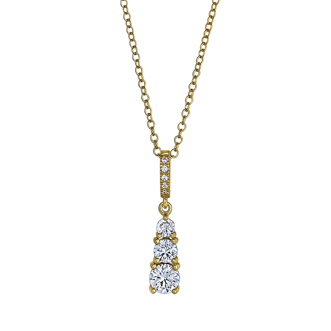 Kelly Waters Gold 3-Stone CZ Drop Necklace (SI3434)