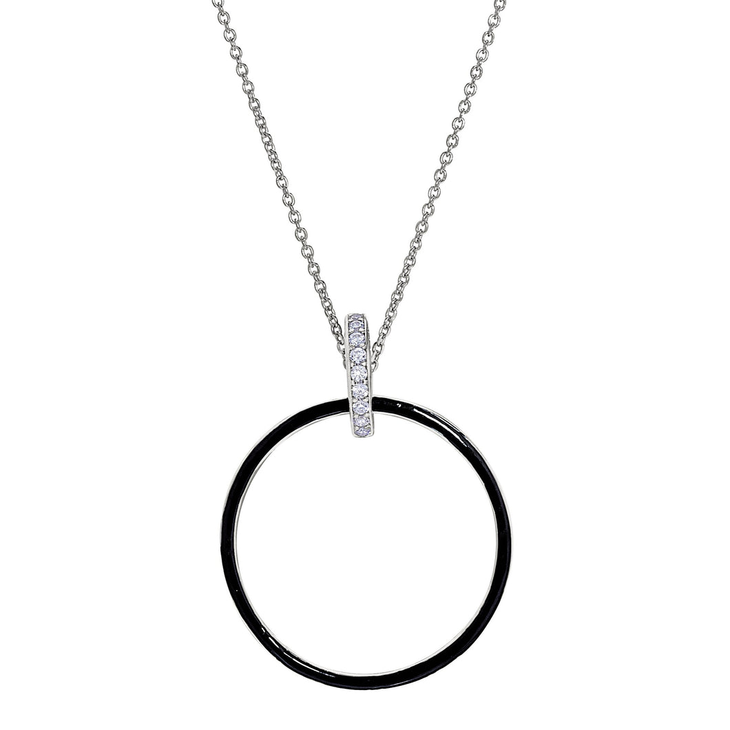 Kelly Waters Black Enamel Circle Necklace (SI3636)