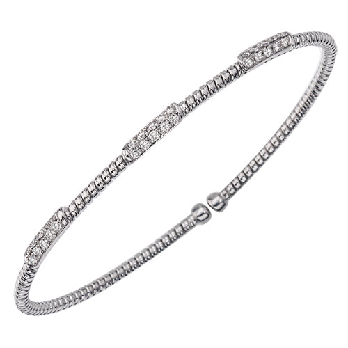 18k White Gold Diamond Pod Flex Cuff Bracelet (I5912)