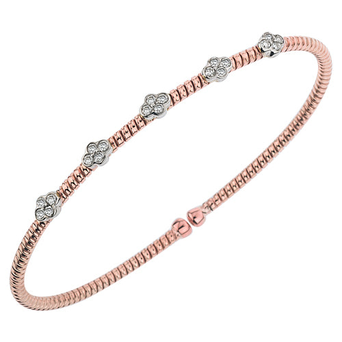 18k Rose Gold Diamond Pods Flex Cuff Bracelet (I6393)