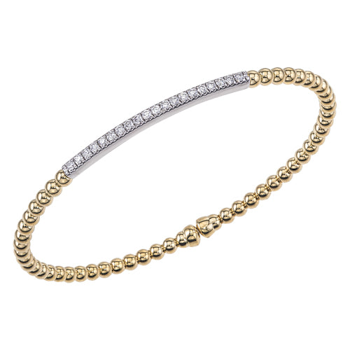 Yellow Gold Diamond Beaded Flex Cuff Bracelet (I6404)