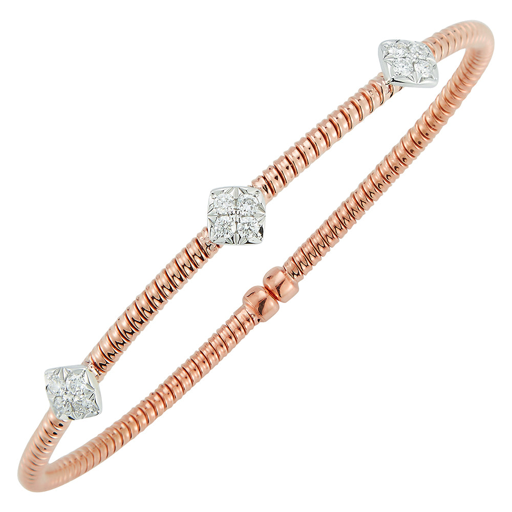 18k Rose Gold Diamond Flex Cuff Bracelet (I6419)