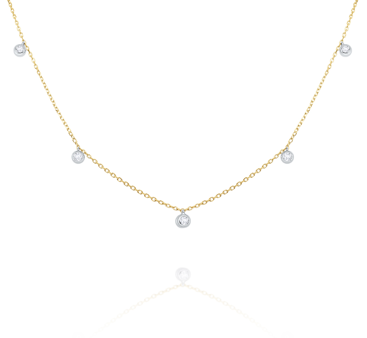 14k Yellow Gold Diamond Bezel Station Necklace (I6602)