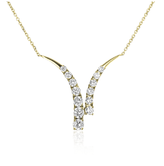 14k Yellow Gold Curved Necklace (I8062)
