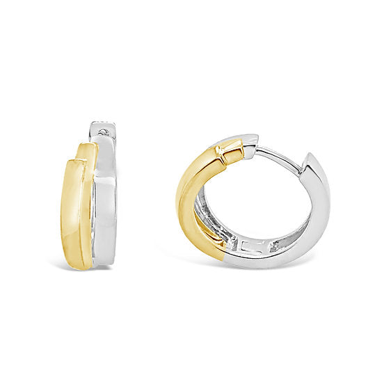 14k Two Tone Huggie Hoop Earrings (I7988)