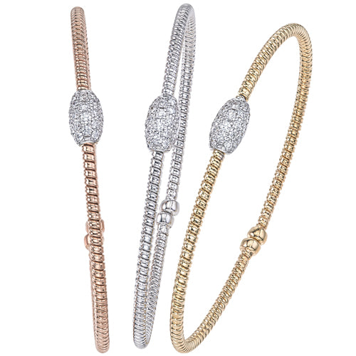 18k Gold Diamond Pod Flex Cuff Bracelets