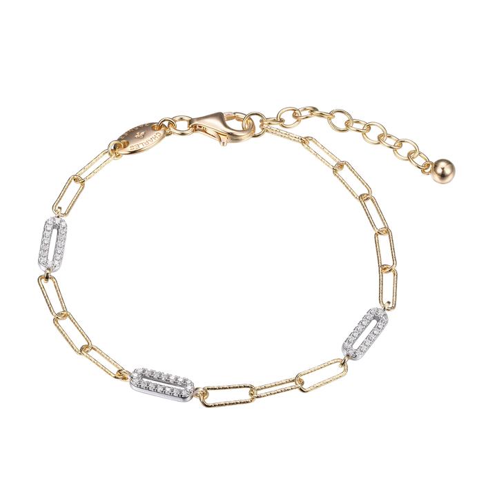 SS Yellow Gold Plated Diamond Cut Paperclip Bracelet (SI1113)