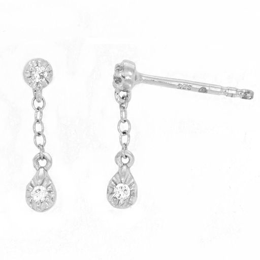 Ella Stein Silver Diamond Chain Dangle Earrings (SI1447)