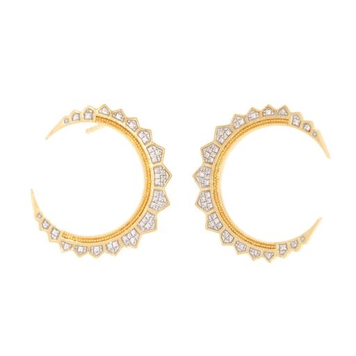 Ella Stein Gold Diamond Crescent Earrings (SI3037)