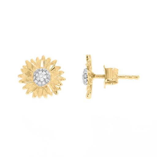 Ella Stein Gold Sunflower Diamond Stud Earrings (SI3073)