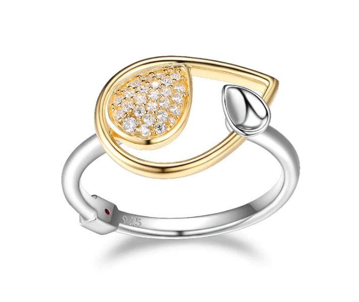 ELLE Two Tone Pear CZ Ring