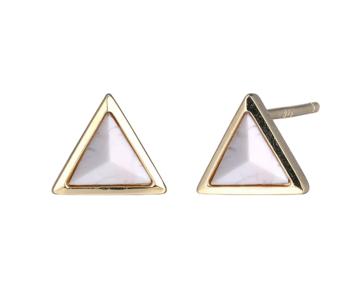 ELLE Howlite Triangle Stud Earrings (SI2657)