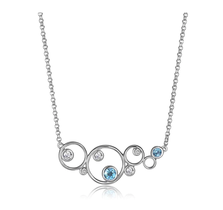ELLE Silver Blue Topaz Bubble Necklace (SI2682)