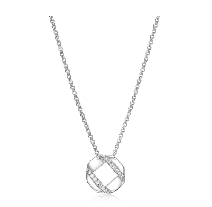 ELLE Silver High Polished CZ Necklace (SI2691)