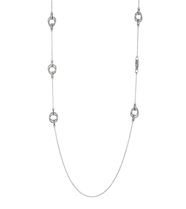 ELLE Silver Interlocking Circle Long Necklace (SI2693)